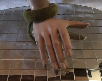 Vintage Boho Bangle Suede Olive Green Bracelet