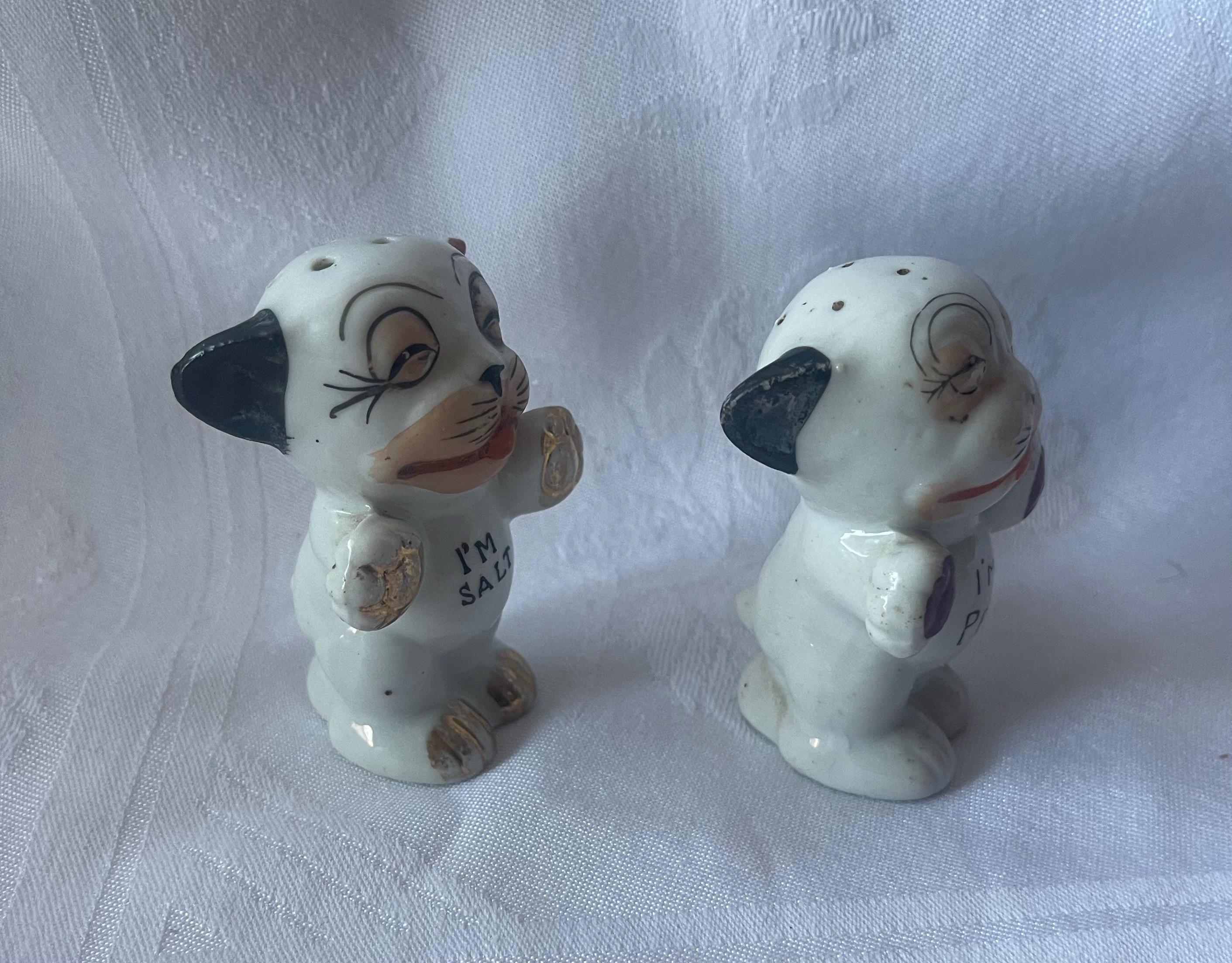 Kitchy Chic, “bonzo the Dog”, Luster Ware Salt and Pep, Salt and
