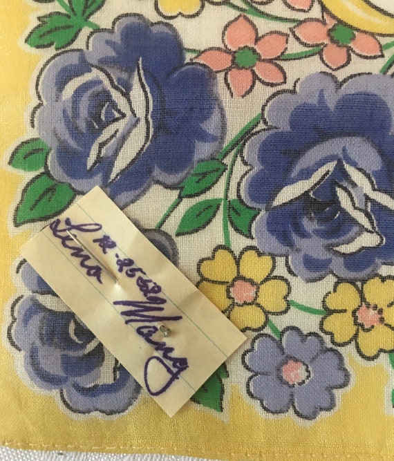 Vintage Hankie Never Used 1950's Yellow Floral De… - image 2