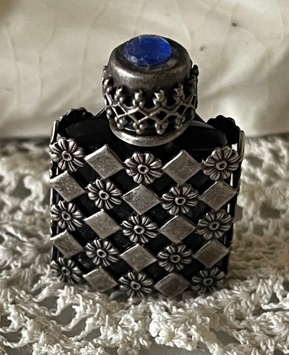 Antique Sterling French Perfume Bottle in Black A… - image 3