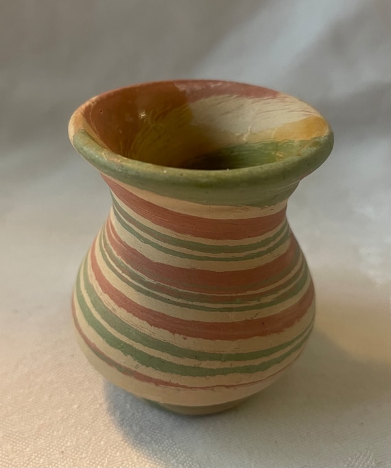 Antike silberfarbene Springs Keramik Mission Swirl Vase