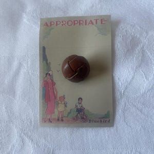 Vintage Brown Woven Leather Round Button for Sweaters or Jackets