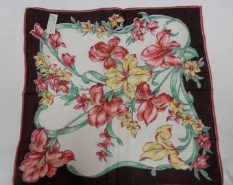 Vintage Hankie Never Used 1940's Floral Design