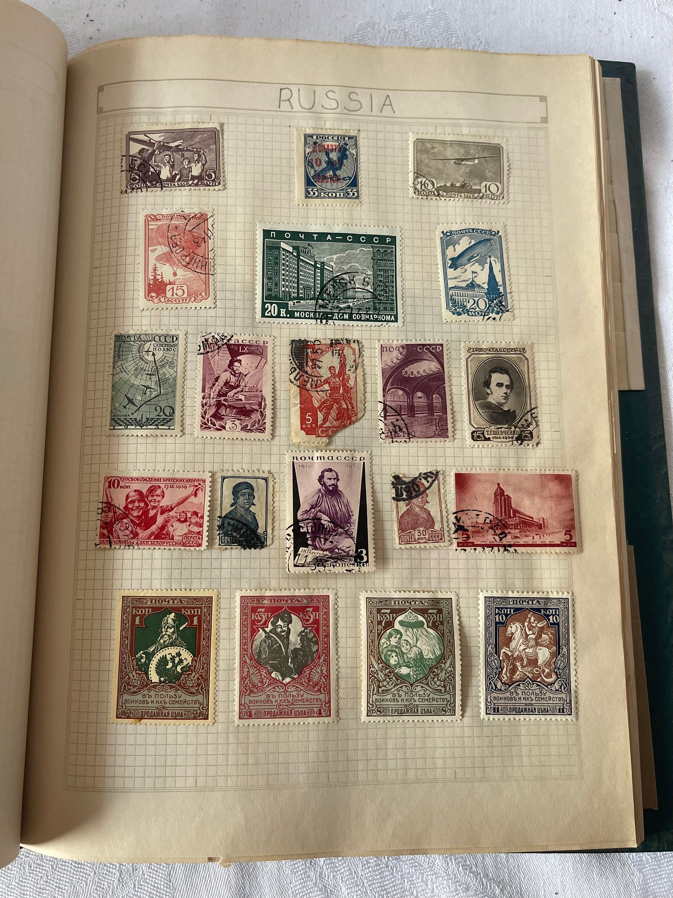 手作りの世界切手アルバム 1930 年代から 1940 年代 - Etsy 日本
