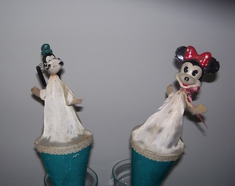 Vintage Victoriaanse stijl Disney Puppets Minnie en Goofy