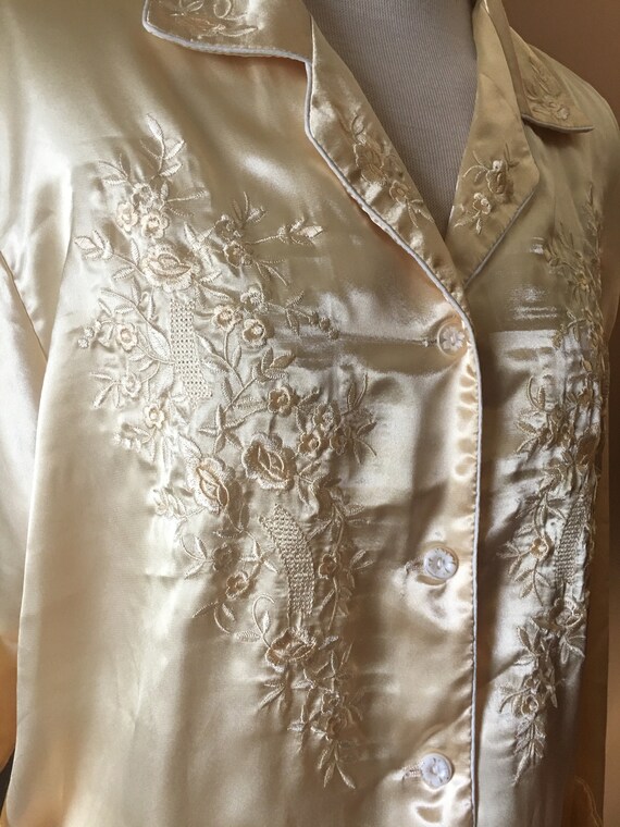 Silk peace Vintage Satin Silk Embroidered Pajamas