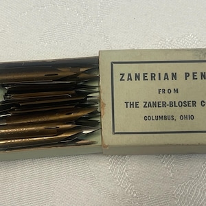 Vintage Zanerian Pen Nib Box Containing #94 Standard Pen Nibs and #303 Joseph Gillott Extra Fine Nibs, 41 NibsTotal