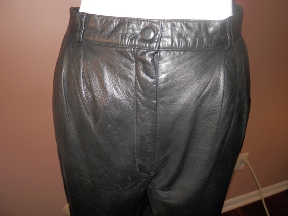 1980's Erez Black Soft Leather Pants size 10 - image 4