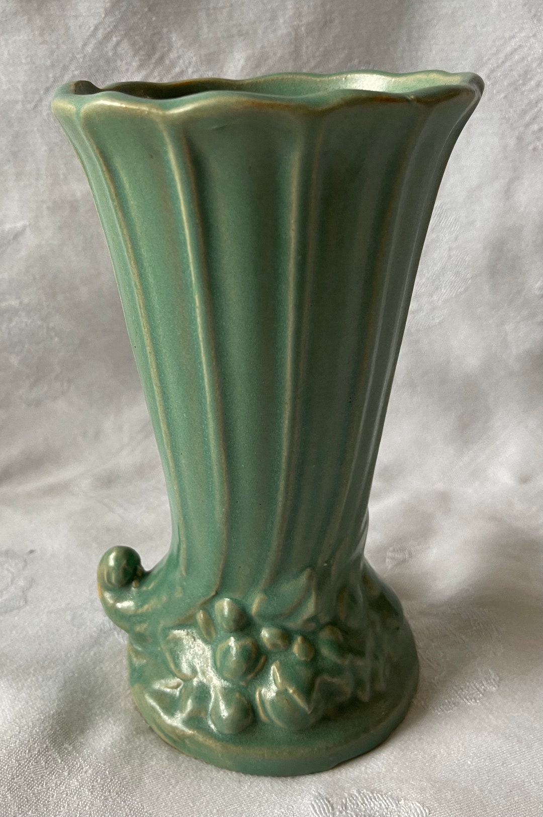 Antique Mccoy Cornucopia Vase in Matte Green - Etsy