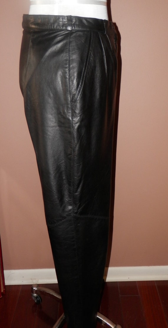 1980's Erez Black Soft Leather Pants size 10 - image 2