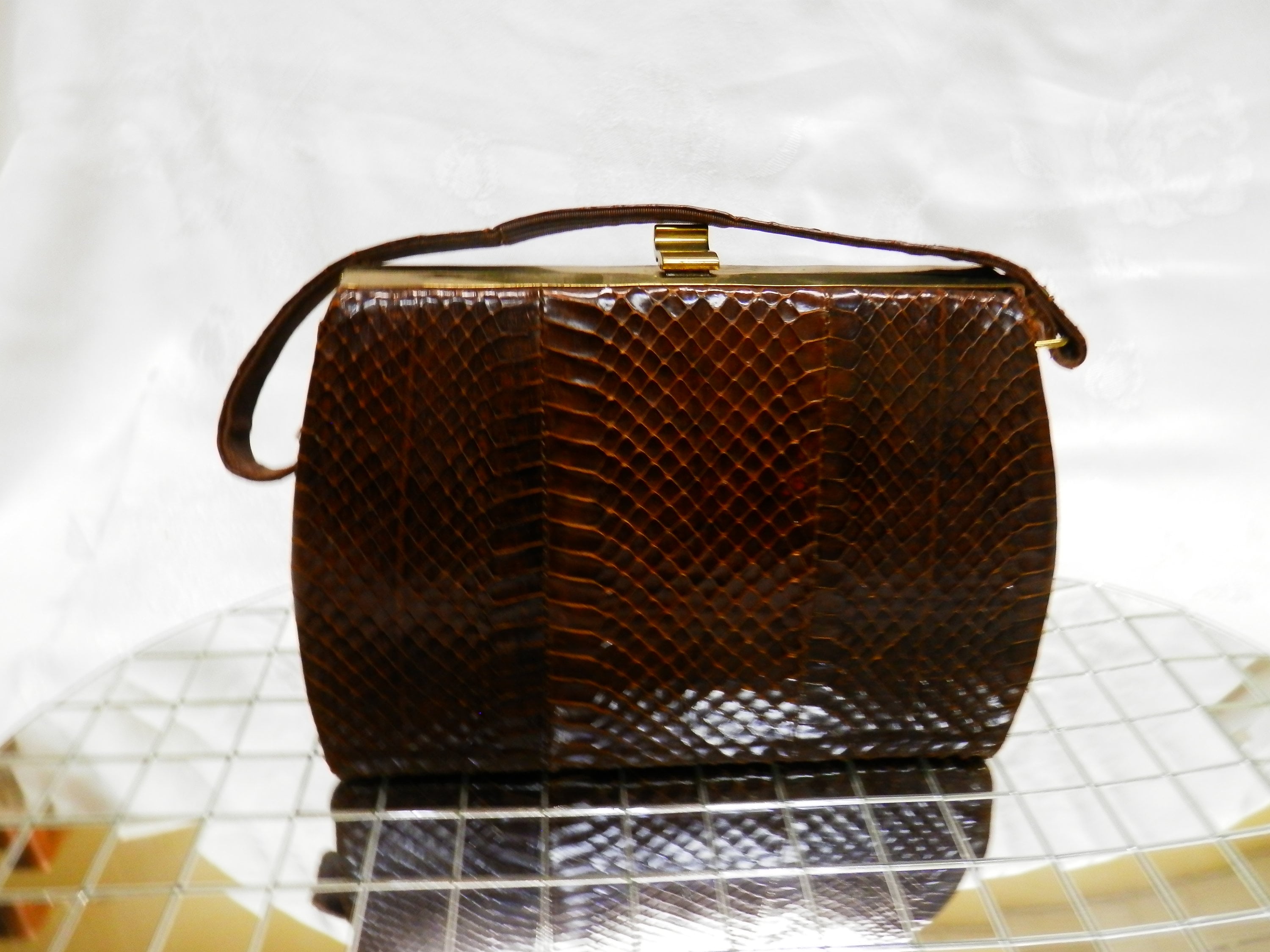 Sac à Main & Porte-Monnaie Ancien En Peau De Serpent - Occasion Vintage - Fabriqué En France