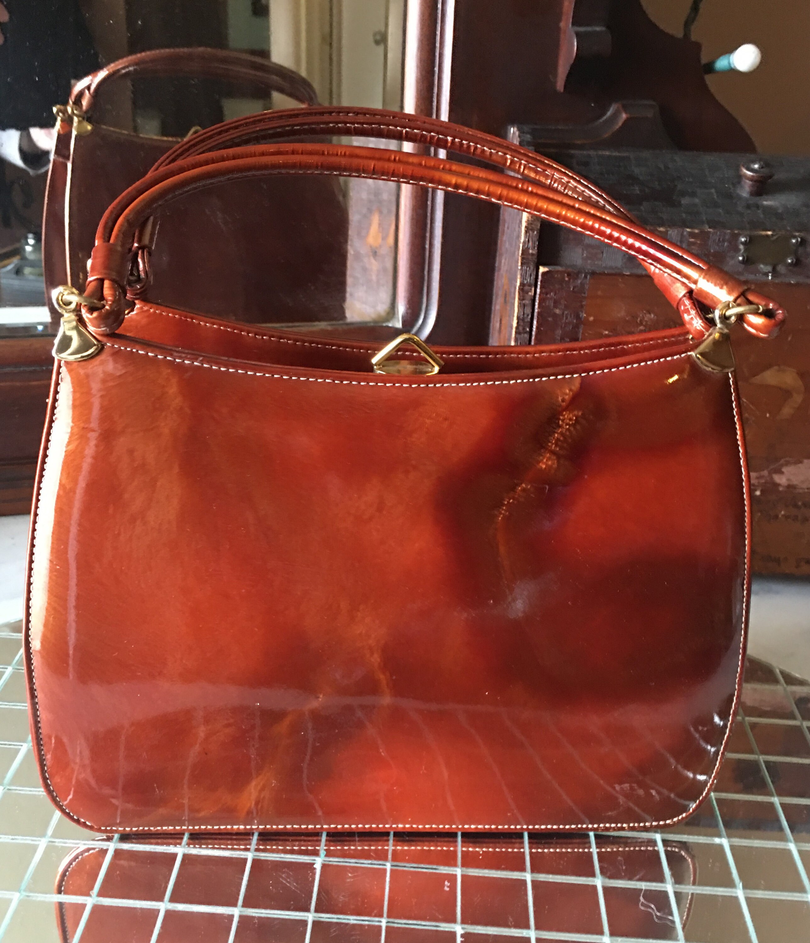 MINI SORBONNE Burgundy patent leather bag