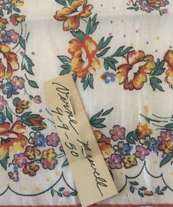 Vintage Hankie Never Used 1950 S Floral Mosiac Design Gem