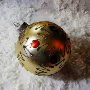 Vintage West Germany Mercury Glass Christmas Ornament 1950&#39;s Hand Painted and Glittered by Lanissa