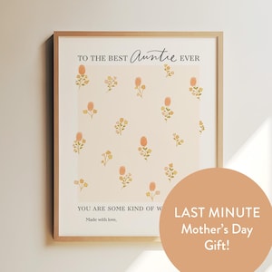 INSTANT DOWNLOAD Thumbprint vintage neutral flower wall art for Mom Mum Grandma, Mothers Day DIY personalized gift
