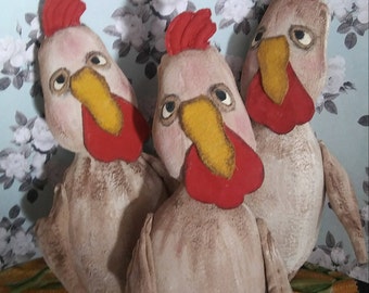 Primitive chicken pattern "Le Poulet" is easy peasy to make and 12" tall