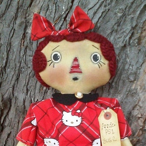 Primitive Pattern Time for School Raggedy Annie doll instant download