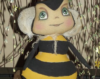 Primitive Bumble Bee Pattern "Honey Wee" instant download.  (HAFAIR)