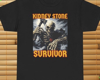 Kidney Stone Survivor Skeleton T-Shirt, Funny Skeleton Meme, Hardcore Skeleton, Funny Cringe Meme Shirt