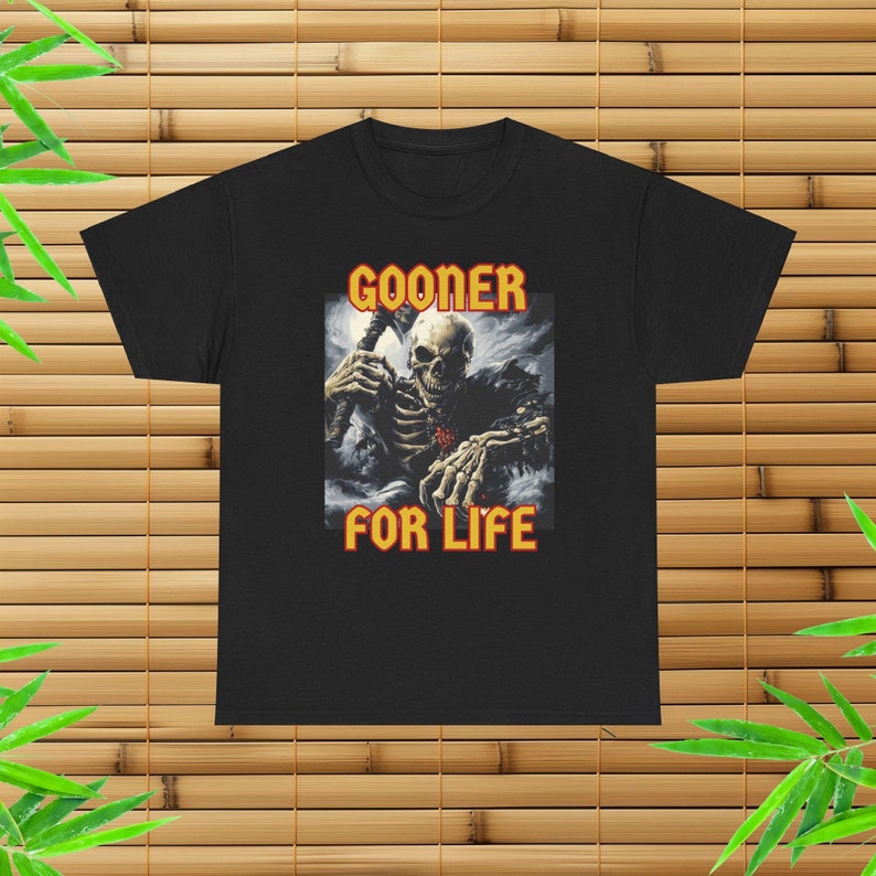 Gooner For Life Brainrot Skeleton T-Shirt, Unhinged Gen Z, Edgy Humor, Gag Gift Shirt image 1