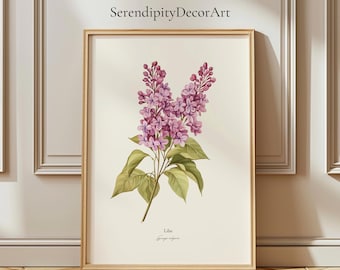 Purple Lilac Botanical Print Matte Poster | Natural Colors Decor | Floral Illustration | Vintage Inspired | Nature Decor | Flower Print