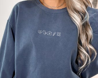 Embroidered Medical Icon Sweatshirt, Doctor Gift, Medical Sweatshirt, Nurse Gift, Healthcare Worker Sweatshirt, Clinical Staff Sweatshirt