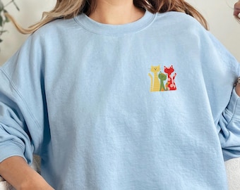 Embroidered Funny Cat Sweatshirt, Kitten Sweatshirt, Cat Lovers Gift, Cat Mom Sweatshirt, Cat Owner Gift, Cat Mom Gift
