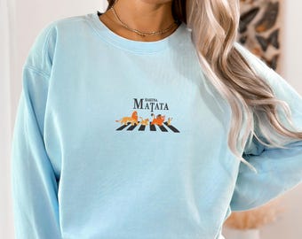 Embroidered Funny Lion King Abbey Road Sweatshirt, Hakuna Matata Crosswalk Sweatshirt, Disney Trip Sweatshirt, Music Lover Gift