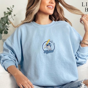 Embroidered Mickey Baseball Sweatshirt, Retro Mickey Mouse Baseball Sweatshirt, Vintage Sports Cartoon Sweatshirt, Number 28 Sweatshirt