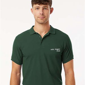 Embroidered Nah, Bigger God Polo Shirt, Religious Shirt, God&#39;s Bigger Plan Shirt, Jesus Christ T-Shirt, Inspirational God Tee