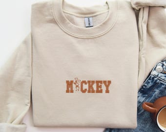 Embroidered Vintage Mickey Mouse Sweatshirt, Disney Mickey Sweatshirt, Retro Mickey Sweatshirt, Disney Trip Sweatshirt,  Mickey Sweatshirt