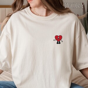 Embroidered Cute Bad Bunny Shirt, Bad Bunny Trendy Shirt, Stylish Bad Bunny Tee, Bad Bunny Heart Shirt, Proud Latina Shirt