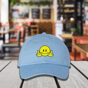 Embroidered Smiley Face Fingers Baseball Cap, Smiley Hat, Happy Face Minimal Cap, Happy Face Smiley Cap, Retro Smiley Face Hat