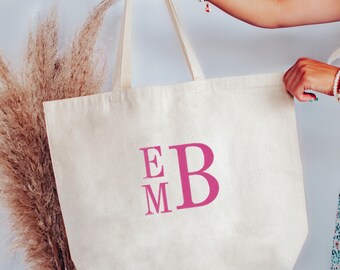 Embroidered Custom Initials Tote Bag, Custom Text Bag, Personalized Tote Bag, Gift for Her, Gift for Him