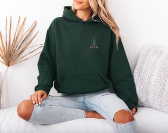 Paris France Embroidered Hoodie, Travel To France Hoodie, Vacation in Paris Hoodie, Travel To France Hoodie, Eiffel Tower Hoodie