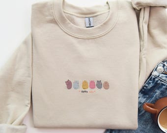 Sudadera bordada con gatos felices, sudadera con gatitos, regalo para amantes de los gatos, sudadera con mamá gata, regalo para dueños de gatos, regalo para mamá gata