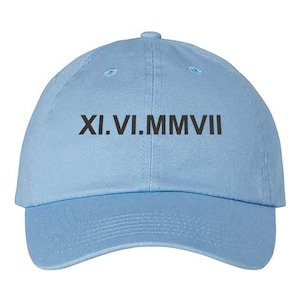 Embroidered Custom Roman Numerals Cap, Personalized Roman Numerals Hat, Roman Date Cap, Anniversary Year Hat, Custom Couple Cap