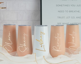 Personalisierte Brautjungfer Champagnerflöte Becher: Junggesellinnenabschied Geschenk