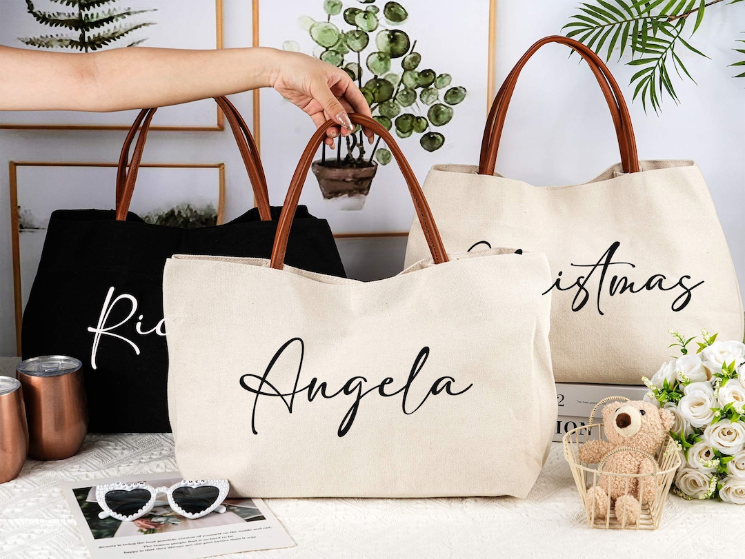 Personalized Bridesmaid Canvas Tote Bag: Custom Bridal Party Gift - Etsy