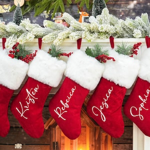Personalized Red Velvet Christmas Stockings,Personalized Xmas Stocking,Christmas Home Decor,Holiday Decor.X-mas Accents,Christmas Gifts