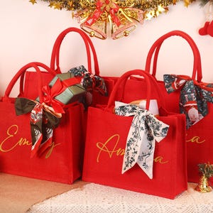 Personalized Christmas Gift Bag: Red Xmas Party Tote image 5