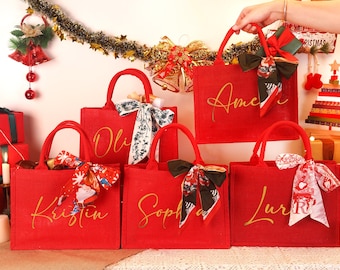 Personalized Christmas Gift Bags,Red Gift Bags,Xmas Gift Bags,Christmas Party Bags,Christmas Sacks,Custom Christmas Gift Bag,Christmas Eve