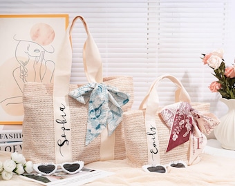 Sac fourre-tout de plage personnalisé en toile de jute, cadeau de mariée