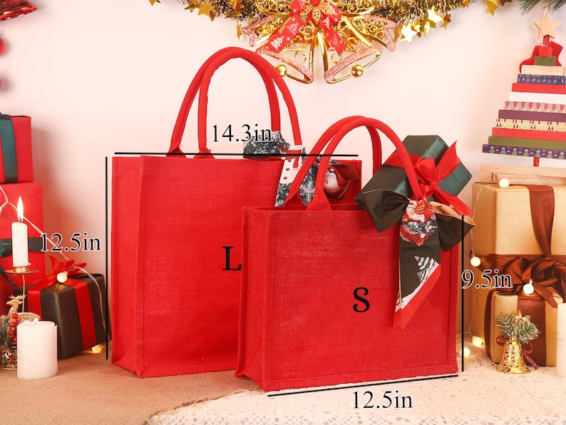 Personalized Christmas Gift Bag: Red Xmas Party Tote image 7