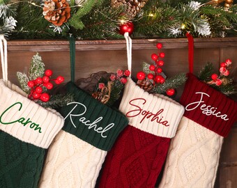 Personalized Embroidered Christmas Stockings,2025 Christmas Stockings With Name,Family Christmas Stocking, Custom Christmas Knitted Stocking