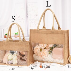 Personalized Burlap Beach Tote, PVC Window, Bridesmaid Gift Bag - Etsy