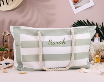 Bolsa de playa impermeable personalizada, bolsa con inicial bordada, recuerdo para despedida de soltera