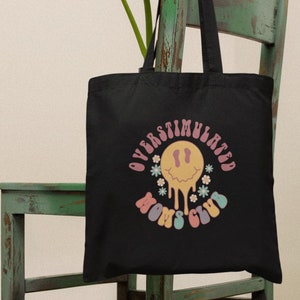 Overstimulated Mom Club Tote Bag Cotton Canvas Tote Bag Funny Quote Tote Bag Inspirational Tote Bag Motivational Bag Mom Humor Tote Bag