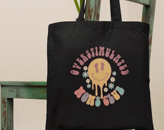 Overstimulated Mom Club Cotton Canvas Tote Bag