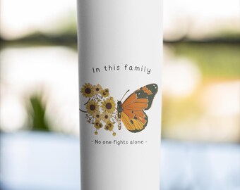 Autism Awareness Tumbler, Butterfly Sunflower Design, Stainless Steel Skinny Tumbler
